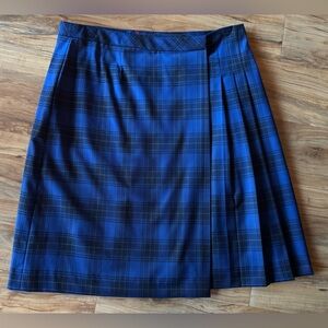 Brooks Brothers Blue Plaid A-Line Pleated Skirt